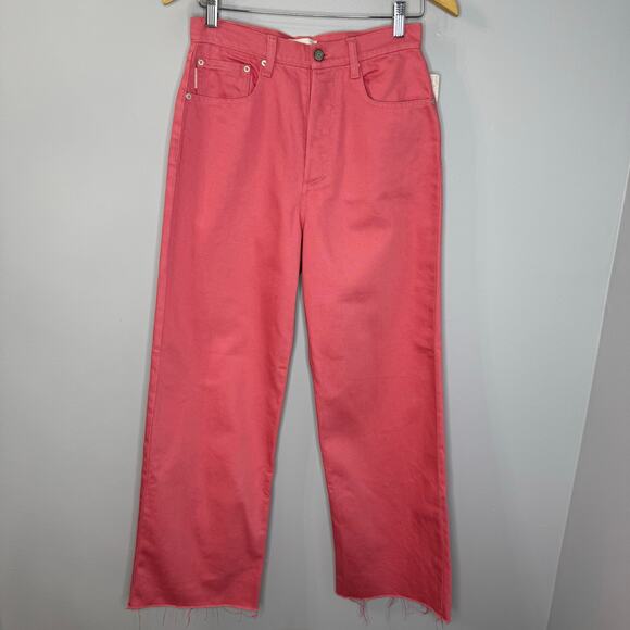 BOYISH The Charley Wide Leg in Pretty in Pink Coral Jeans High Rise Sz 27 New - Picture 2 of 13